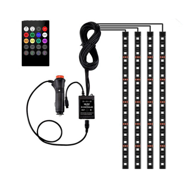 Set 4 benzi LED RGB, telecomanda, 32cm