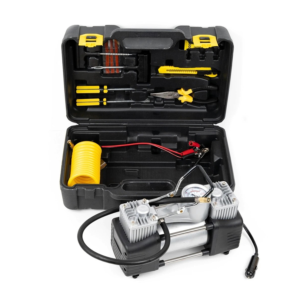 Trusa compresor auto, 2 cilindrii, 7 accesorii, 12V
