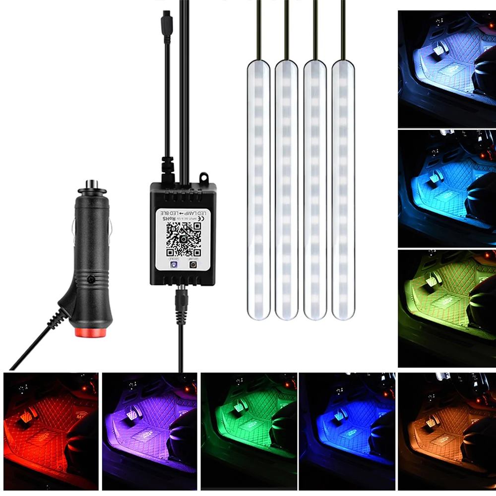 Set 4 Benzi LED auto F11, RGB, 16.2 cm, functie sonora