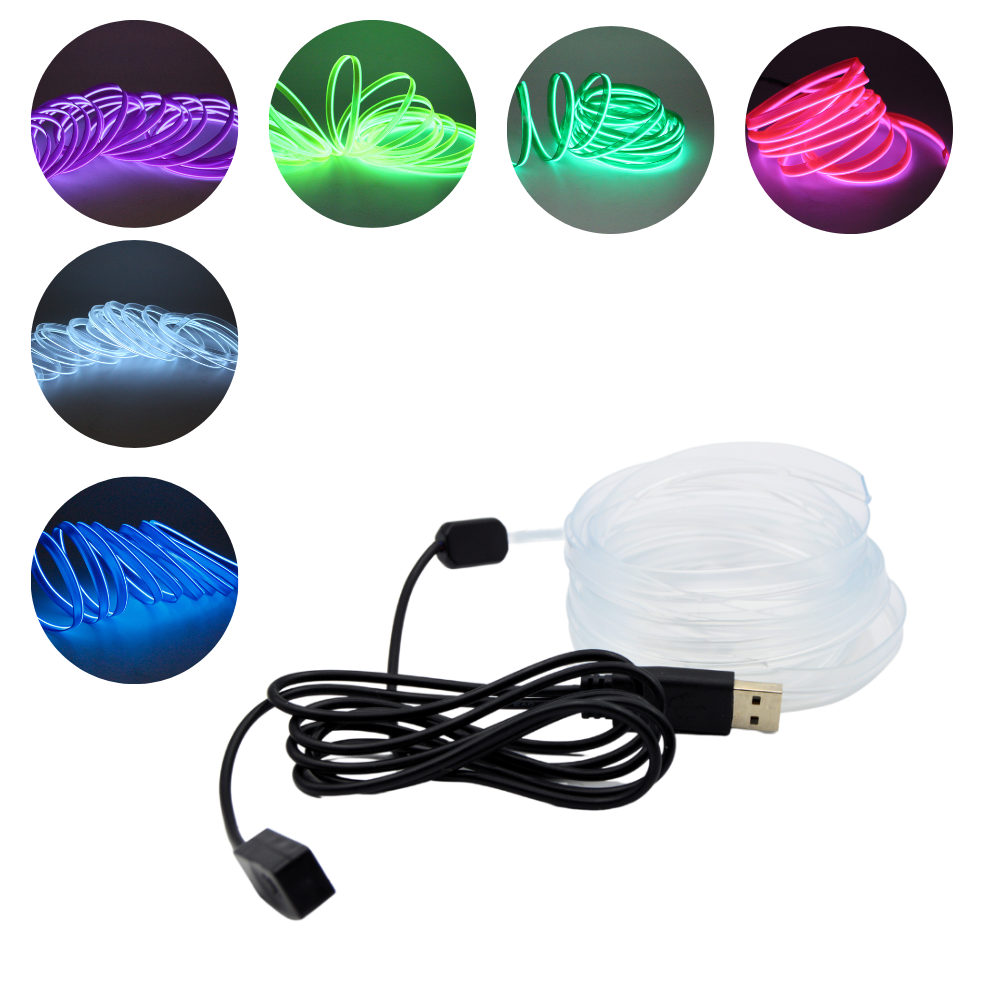 Banda decorativa LED auto 3 metri, USB, RGB, flexibila