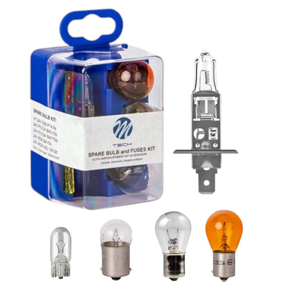 Set 5 becuri auto de rezerva, halogen, H1/P21/P21W/W5W/R5W, 24V
