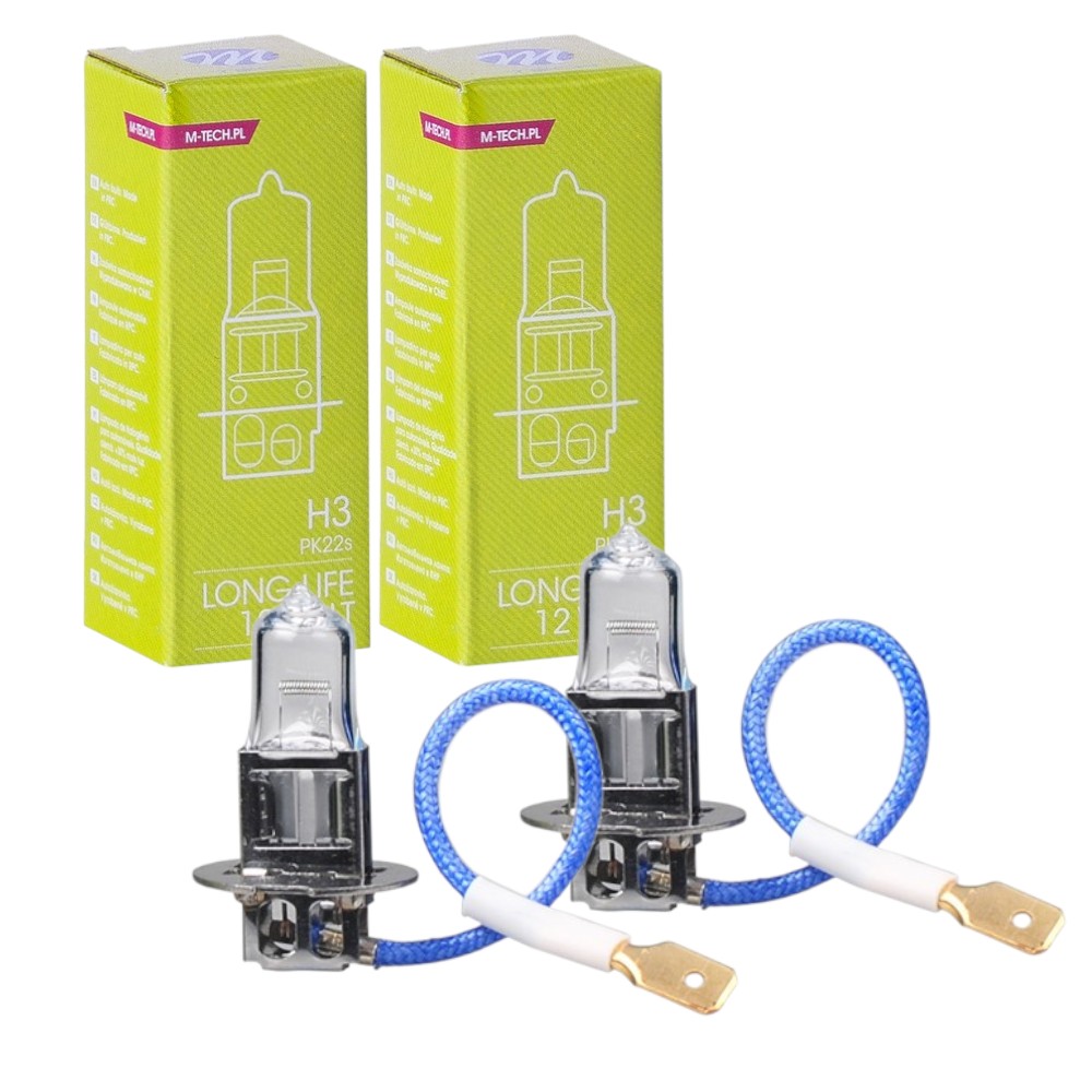 Set 2 becuri auto halogen H3, 12V, 110W/set, 3500K, PK22s, quartz