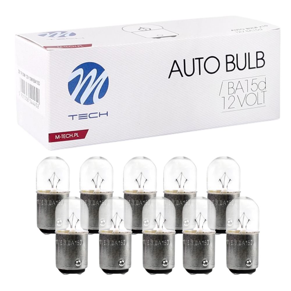 Set 10 becuri auto filament tungsten, R5W/BA15d, 12V, 5W